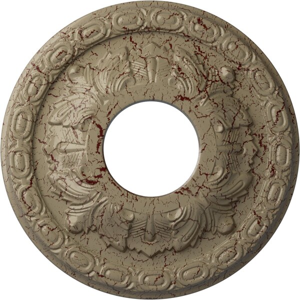 Ekena Millwork Leaf Ceiling Medallion (Canopies up to 4 3/4"), 11 3/8"OD x 3 5/8"ID x 1 1/8"P, Gobi Desert Crackle CM11LFGDC - main